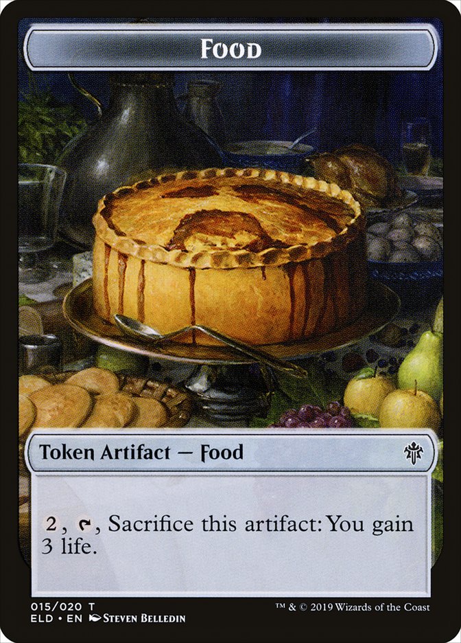 {T} Faerie // Food (15) Double-sided Token [Throne of Eldraine Tokens][TELD 005]