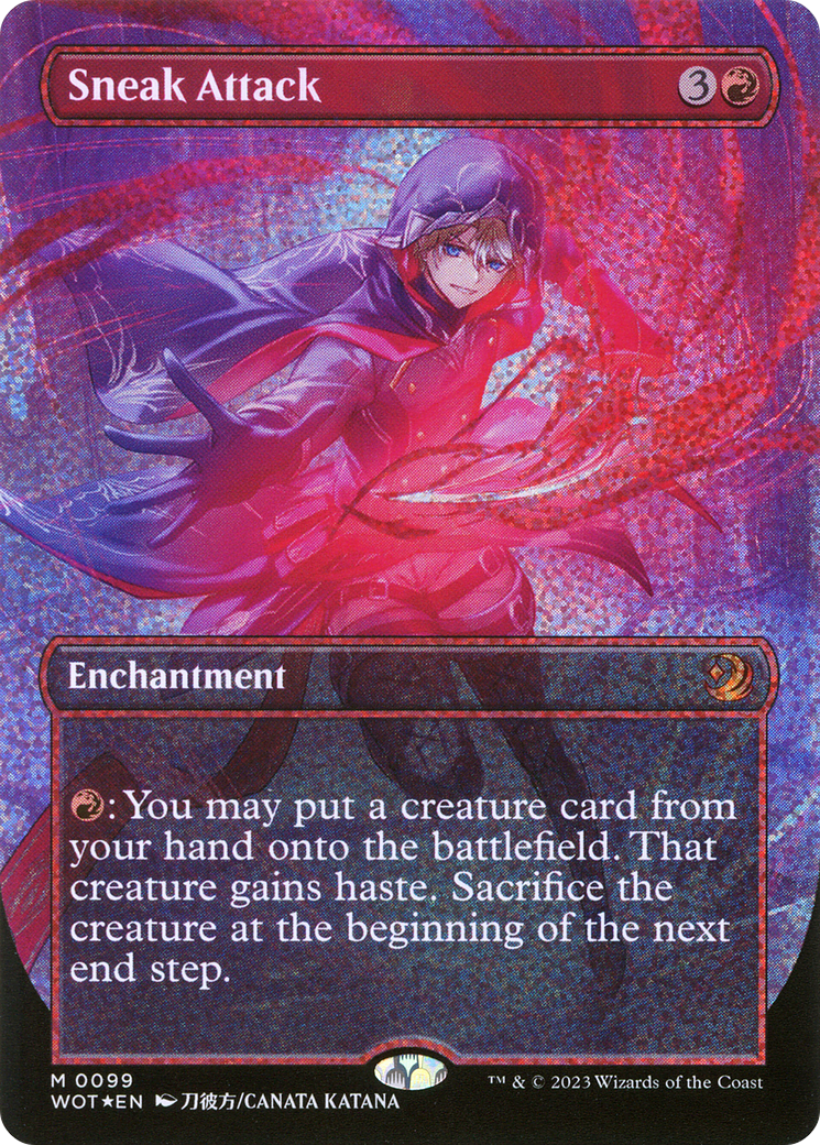 {R} Sneak Attack (Anime Borderless) (Confetti Foil) [Wilds of Eldraine: Enchanting Tales][WOT 099]