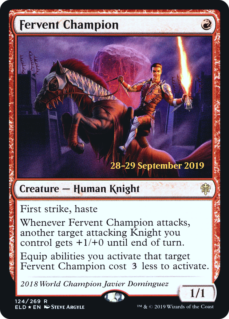 {R} Fervent Champion [Throne of Eldraine Prerelease Promos][PR ELD 124]