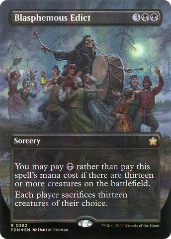 {@R} Blasphemous Edict (Borderless) (Mana Foil) [Foundations][FDN 382]