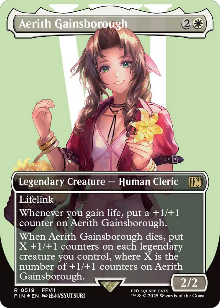 {@@FIN R} Aerith Gainsborough (Borderless) (Surge Foil) [FINAL FANTASY][FIN 519]
