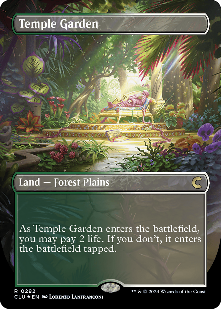 {R} Temple Garden (Borderless) [Ravnica: Clue Edition][CLU 282]