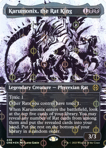 {R} Karumonix, the Rat King (Borderless Ichor Step-and-Compleat Foil) [Phyrexia: All Will Be One][ONE 439]