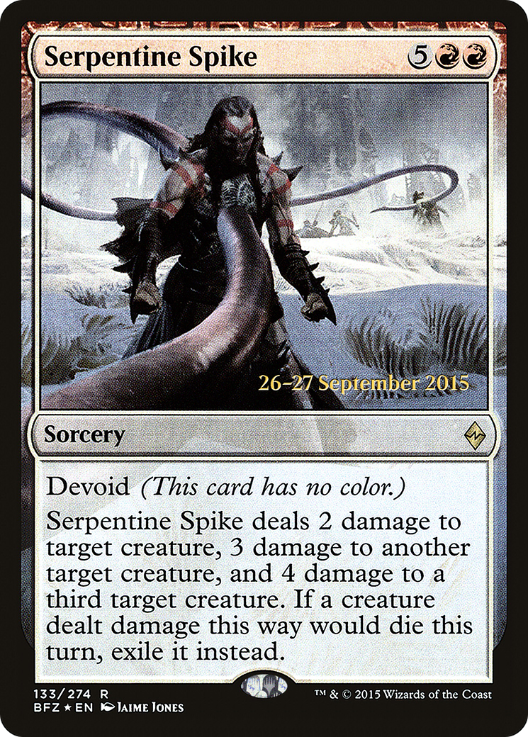 {R} Serpentine Spike [Battle for Zendikar Prerelease Promos][PR BFZ 133]