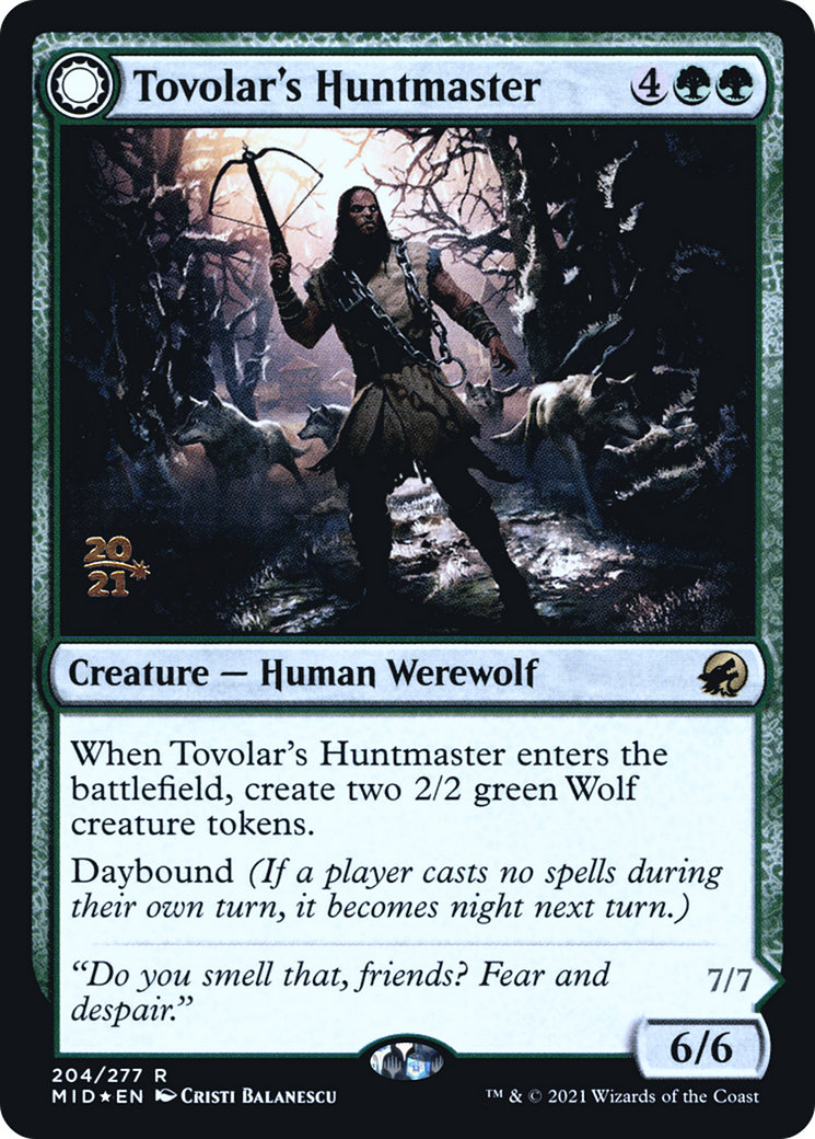 {R} Tovolar's Huntmaster // Tovolar's Packleader [Innistrad: Midnight Hunt Prerelease Promos][PR MID 204]