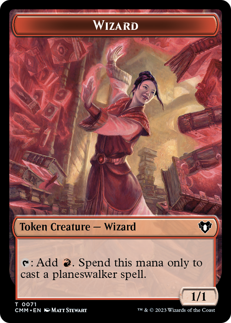 {T} Ajani Steadfast Emblem // Wizard Double-Sided Token [Commander Masters Tokens][TCMM 77//71]