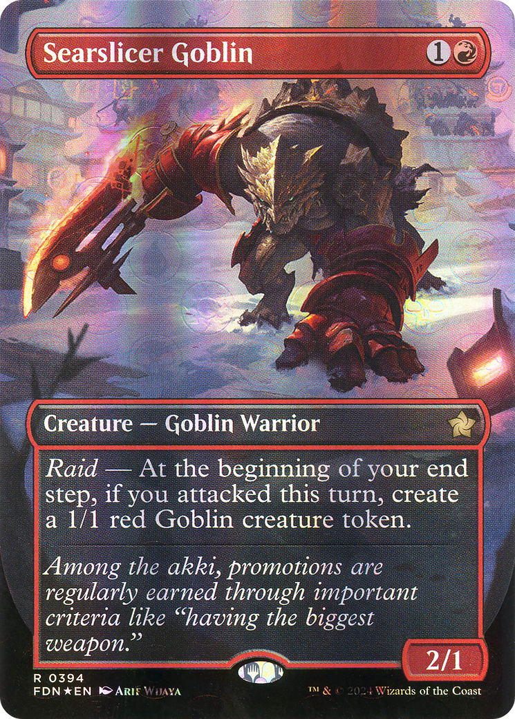 {@R} Searslicer Goblin (Borderless) (Mana Foil) [Foundations][FDN 394]
