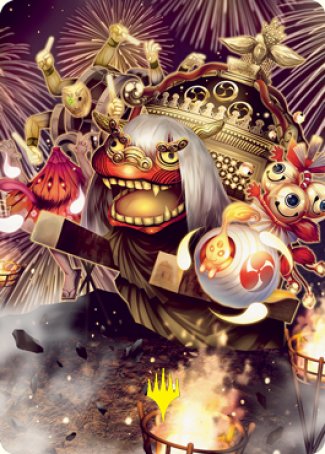 {A} March of Reckless Joy Art Card (Gold-Stamped Signature) [Kamigawa: Neon Dynasty Art Series][GS ANEO 062]