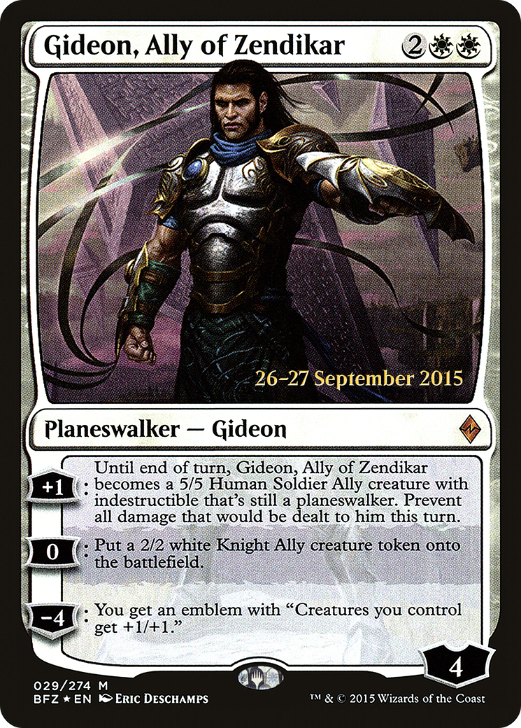 {R} Gideon, Ally of Zendikar [Battle for Zendikar Prerelease Promos][PR BFZ 029]