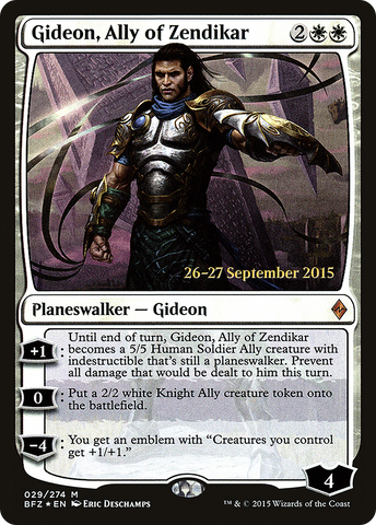 {R} Gideon, Ally of Zendikar [Battle for Zendikar Prerelease Promos][PR BFZ 029]