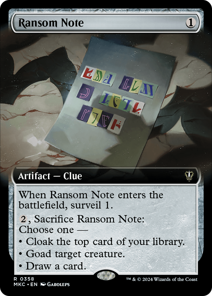 {R} Ransom Note (0358) (Extended Art) [Murders at Karlov Manor Commander][MKC 358]