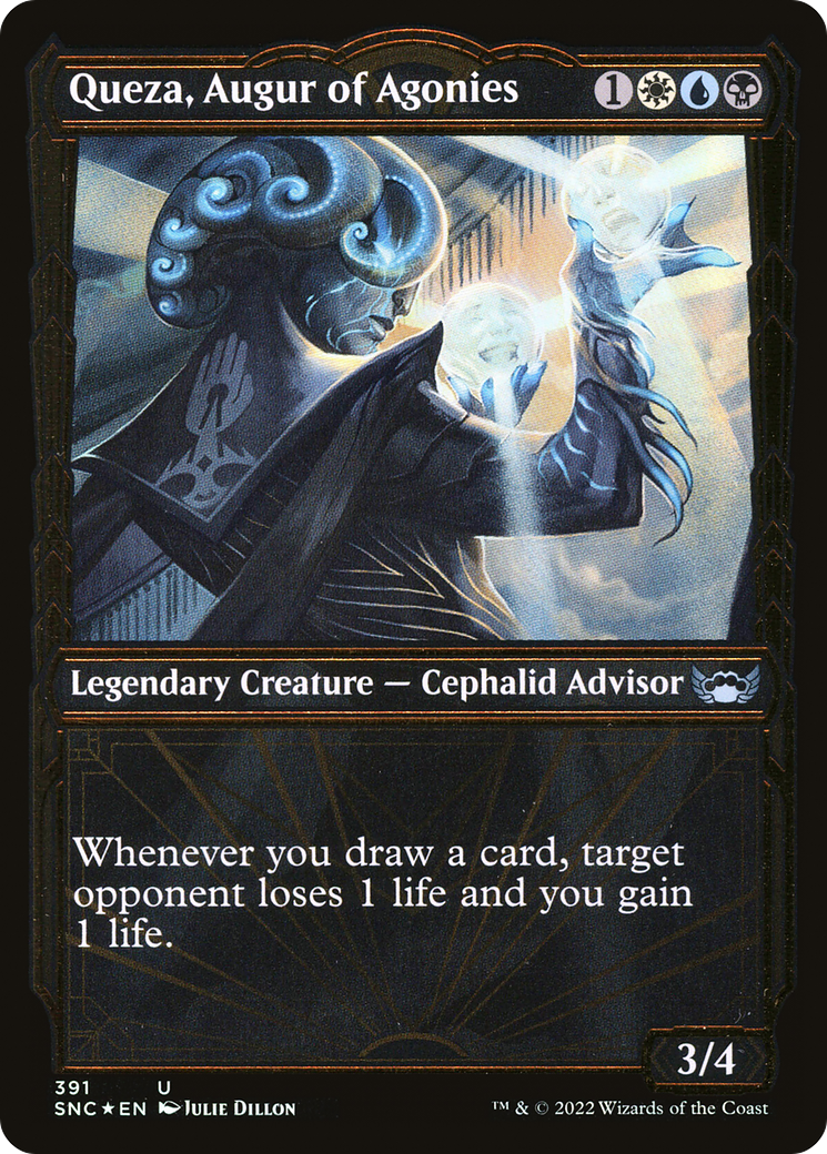 {C} Queza, Augur of Agonies (Showcase Golden Age Gilded Foil) [Streets of New Capenna][SNC 391]