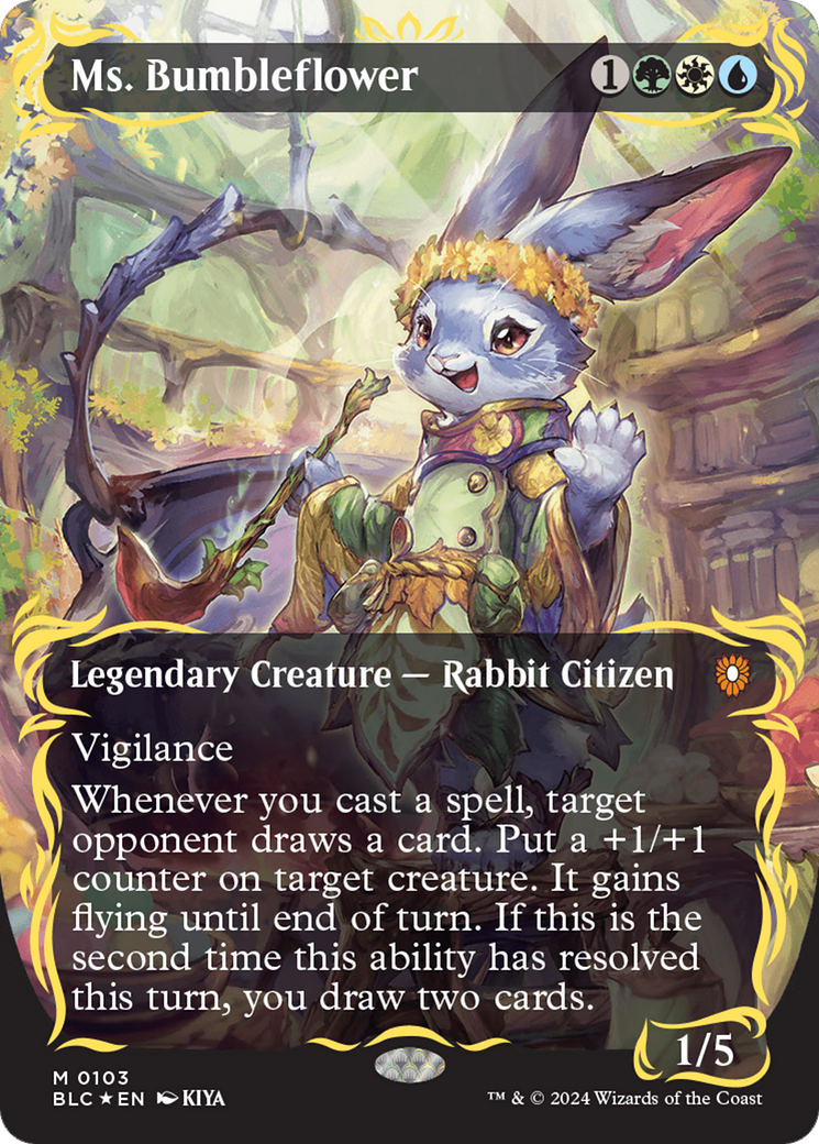 {R} Ms. Bumbleflower (Borderless) (Raised Foil) [Bloomburrow Commander][BLC 103]