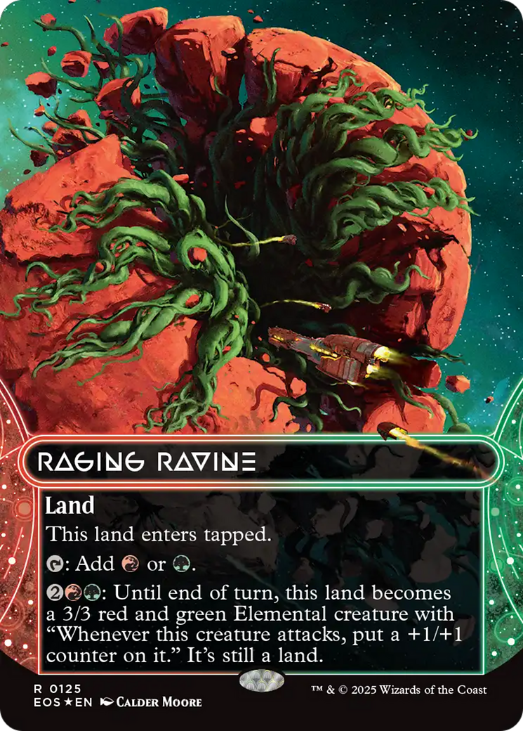 {@@ EOC R} Raging Ravine (0125) (Borderless) (Galaxy Foil) [Edge of Eternities: Stellar Sights][EOS 125]