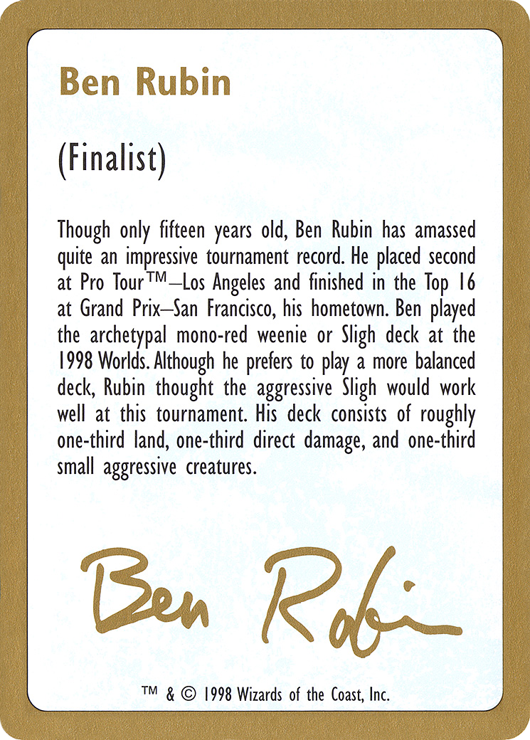 {C} Ben Rubin Bio [World Championship Decks 1998][GB WC98 BR0A]