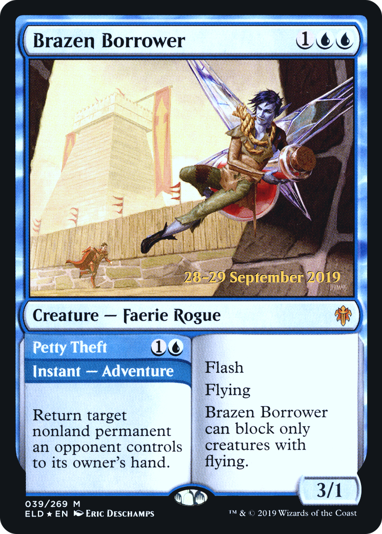 {R} Brazen Borrower // Petty Theft [Throne of Eldraine Prerelease Promos][PR ELD 039] - Misty Mountain Games
