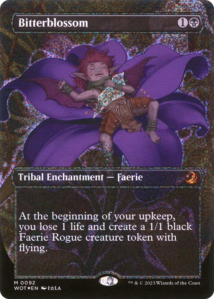 {R} Bitterblossom (Anime Borderless) (Confetti Foil) [Wilds of Eldraine: Enchanting Tales][WOT 092]