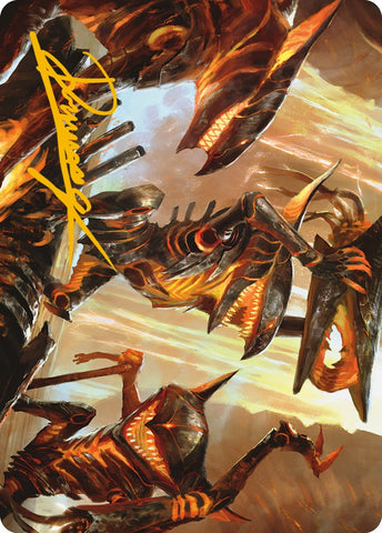 {A} Gleeful Demolition Art Card (Gold-Stamped Signature) [Phyrexia: All Will Be One Art Series][GS AONE 028]