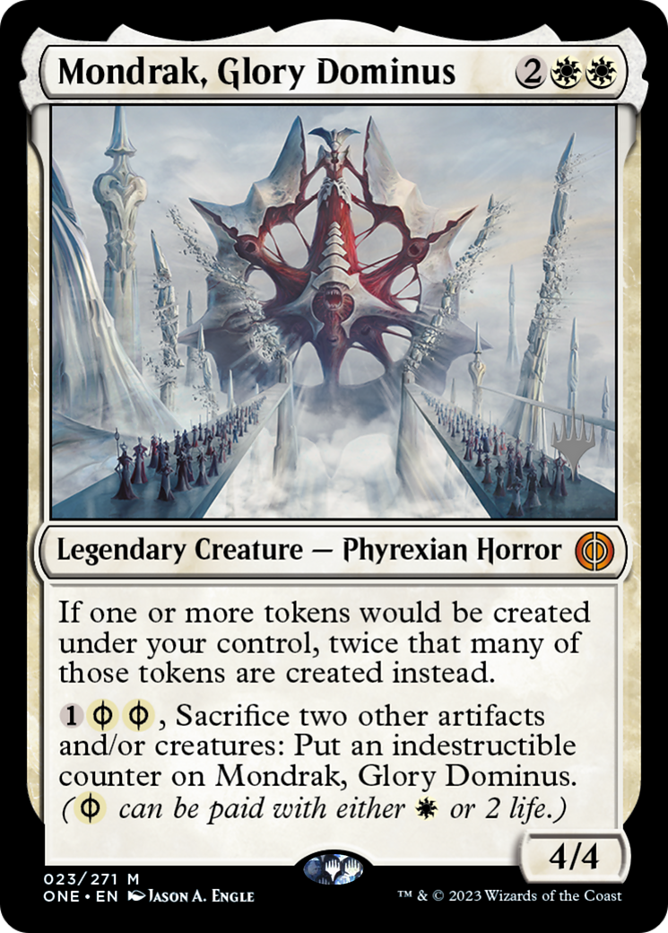 {R} Mondrak, Glory Dominus (Promo Pack) [Phyrexia: All Will Be One Promos][PP ONE 023]