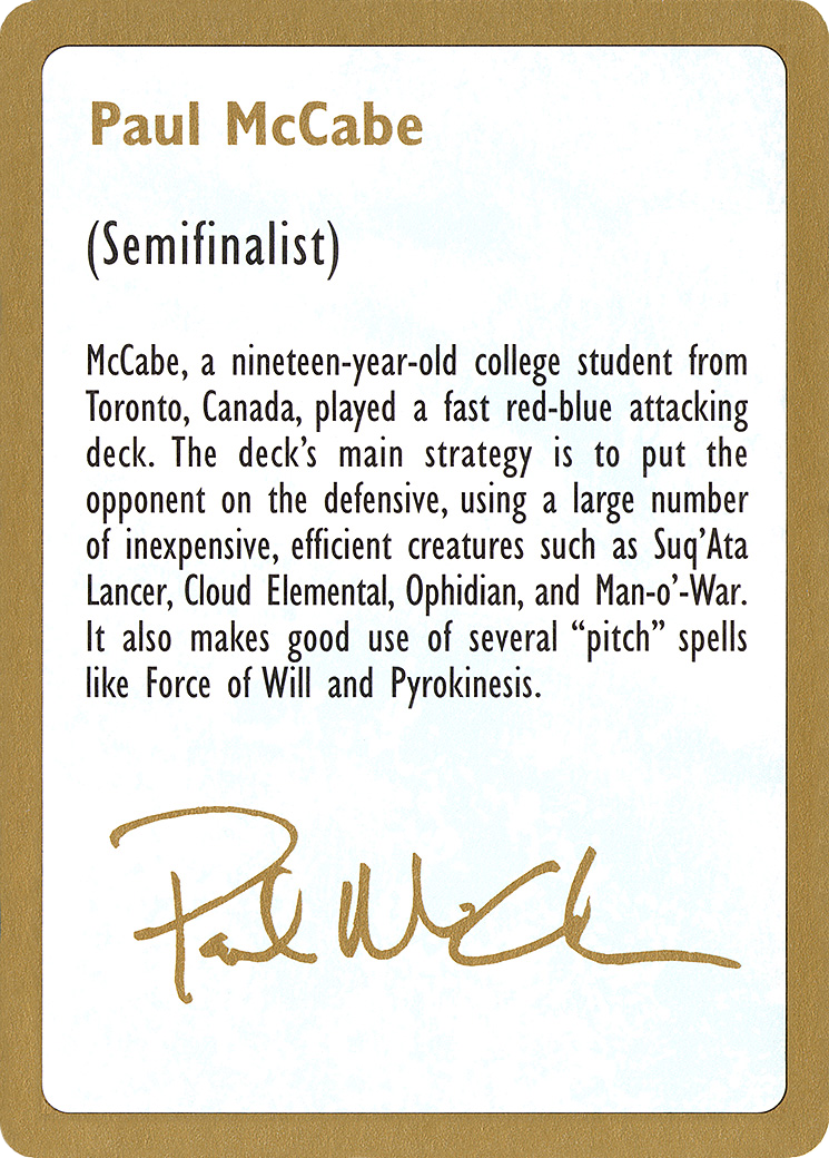 {C} Paul McCabe Bio [World Championship Decks 1997][GB WC97 PM0A]