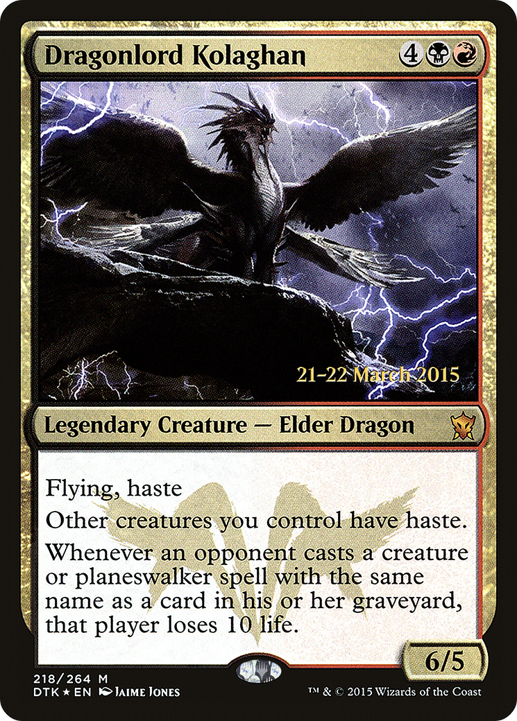 {R} Dragonlord Kolaghan [Dragons of Tarkir Prerelease Promos][PR DTK 218] - Misty Mountain Games