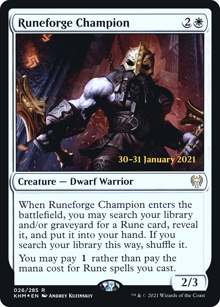 {R} Runeforge Champion [Kaldheim Prerelease Promos][PR KHM 026]