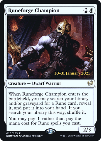 {R} Runeforge Champion [Kaldheim Prerelease Promos][PR KHM 026]