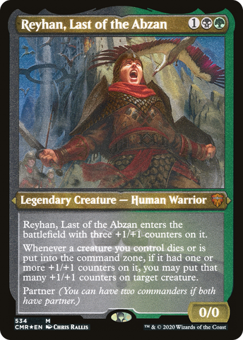 {R} Reyhan, Last of the Abzan (Etched) [Commander Legends][CMR 534]