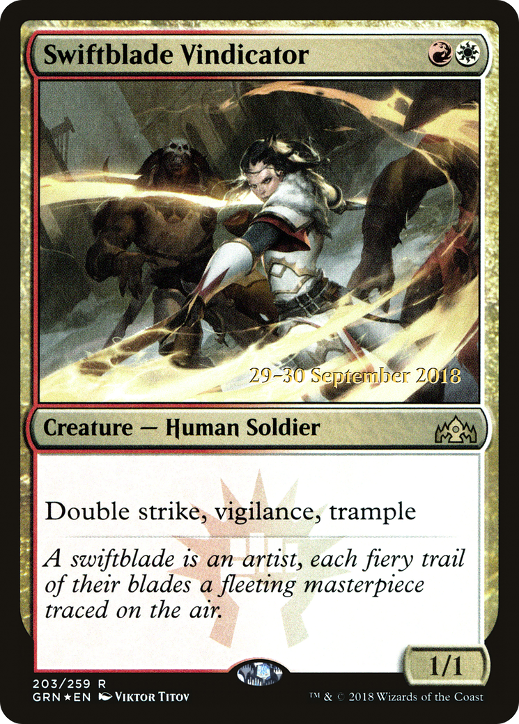 {R} Swiftblade Vindicator [Guilds of Ravnica Prerelease Promos][PR GRN 203]