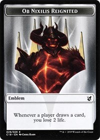 {T} Ob Nixilis, Reignited Emblem // Zombie (010) Double-sided Token [Commander 2019 Tokens][TC19 NULL]