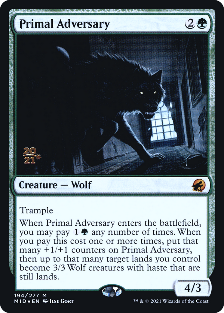 {R} Primal Adversary [Innistrad: Midnight Hunt Prerelease Promos][PR MID 194]