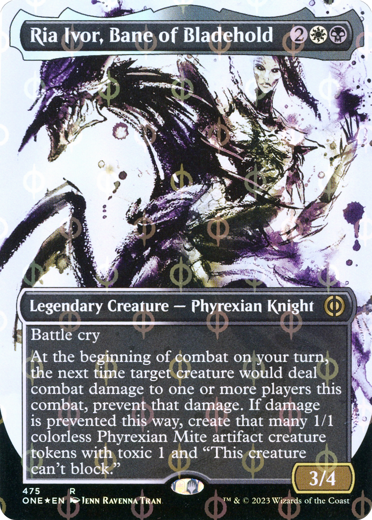 {R} Ria Ivor, Bane of Bladehold (Borderless Ichor Step-and-Compleat Foil) [Phyrexia: All Will Be One][ONE 475]