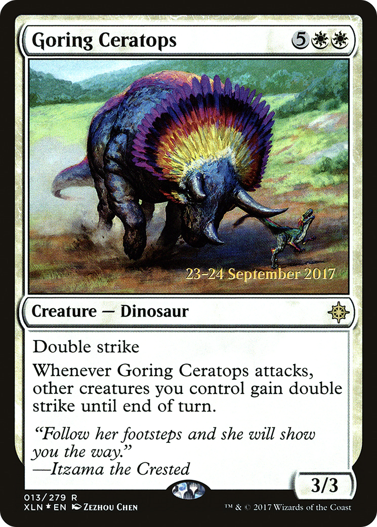 {R} Goring Ceratops [Ixalan Prerelease Promos][PR XLN 013] - Misty Mountain Games