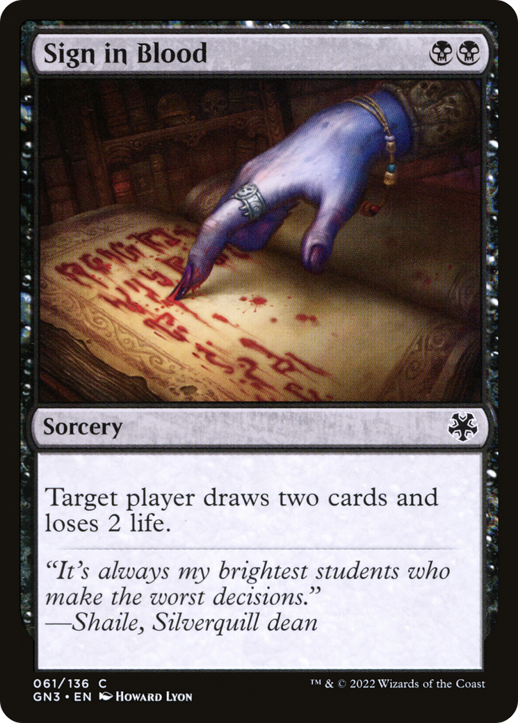 {C} Sign in Blood [Game Night 2022][GN3 061]