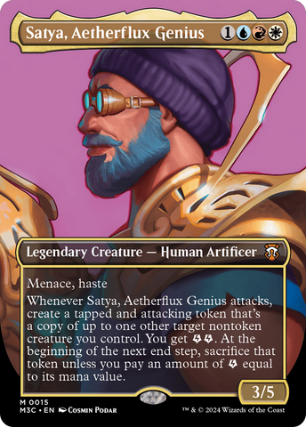 {R} Satya, Aetherflux Genius (Borderless) [Modern Horizons 3 Commander][M3C 015]