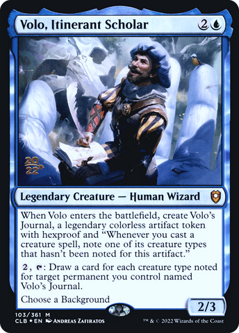 {R} Volo, Itinerant Scholar [Commander Legends: Battle for Baldur's Gate Prerelease Promos][PR CLB 103]
