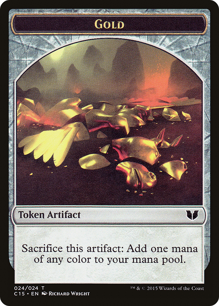 {T} Gold // Knight (005) Double-Sided Token [Commander 2015 Tokens][TC15 024]