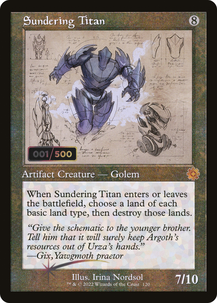 {R} Sundering Titan (Schematic) (Serial Numbered) [The Brothers' War Retro Artifacts][BRR 120]