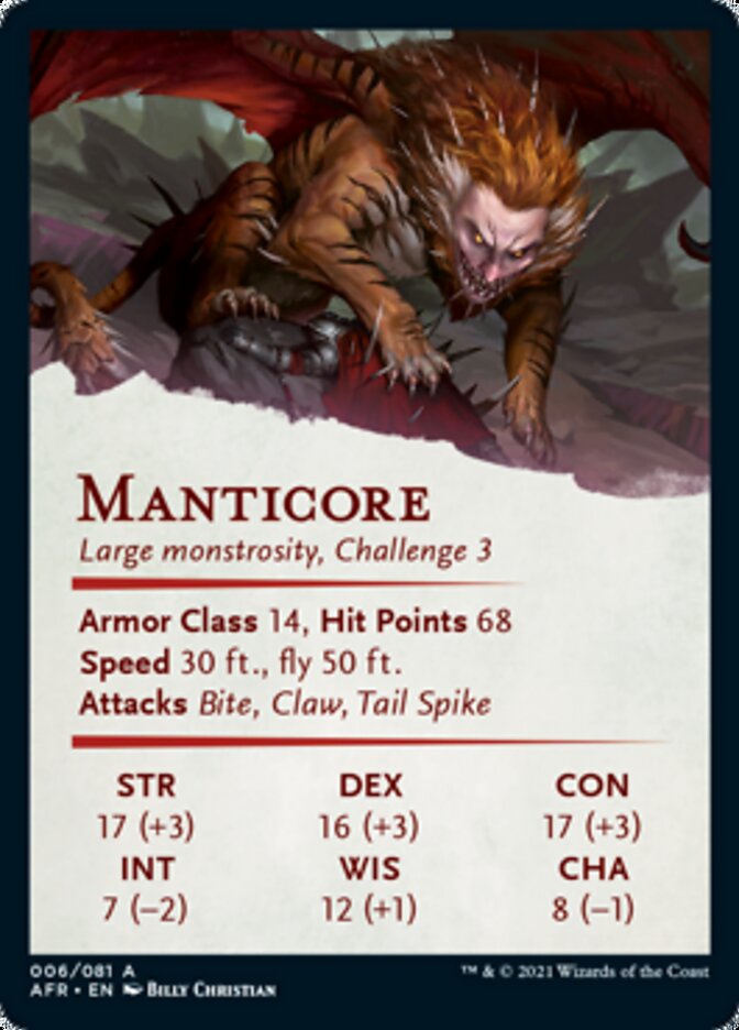 {A} Manticore Art Card [Dungeons & Dragons: Adventures in the Forgotten Realms Art Series][AAFR 006]