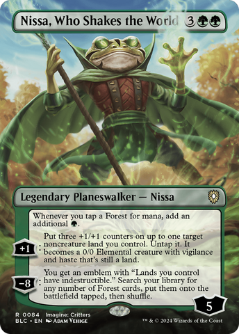 {R} Nissa, Who Shakes the World (Borderless) [Bloomburrow Commander][BLC 084]