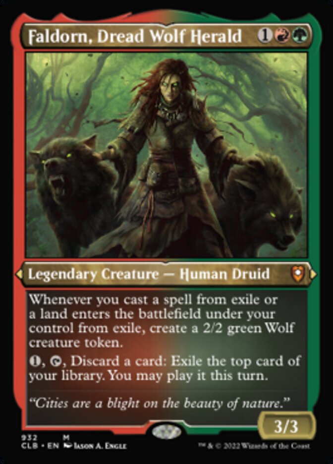 {R} Faldorn, Dread Wolf Herald (Display Commander) (Foil Etched) [Commander Legends: Battle for Baldur's Gate][CLB 932]