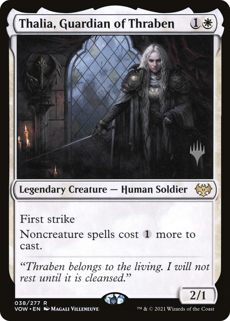 {R} Thalia, Guardian of Thraben (Promo Pack) [Innistrad: Crimson Vow Promo Pack][PP VOW 038]