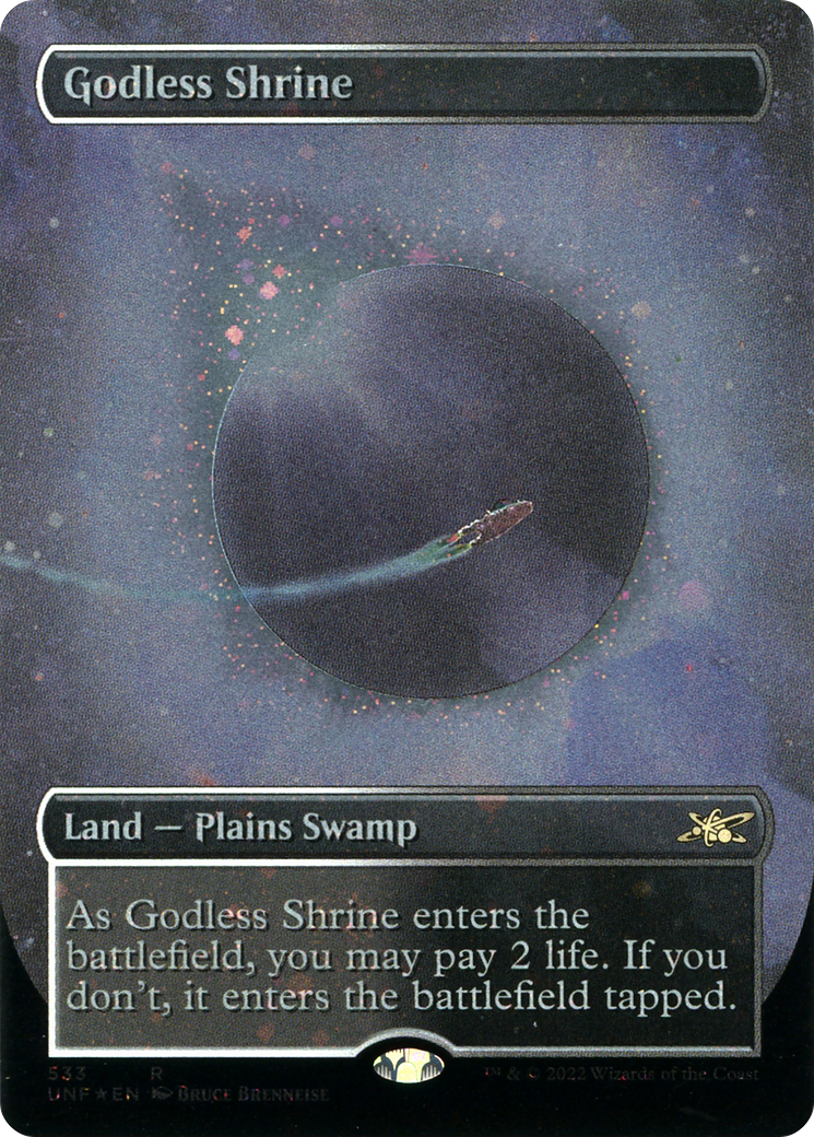 {R} Godless Shrine (Borderless) (Galaxy Foil) [Unfinity][UNF 282] - Misty Mountain Games