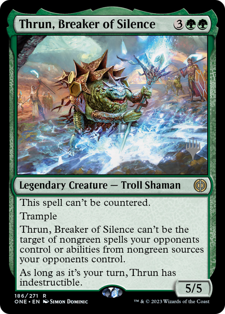 {R} Thrun, Breaker of Silence (Promo Pack) [Phyrexia: All Will Be One Promos][PP ONE 186]