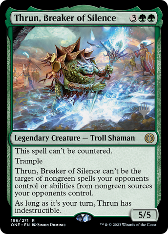 {R} Thrun, Breaker of Silence (Promo Pack) [Phyrexia: All Will Be One Promos][PP ONE 186]