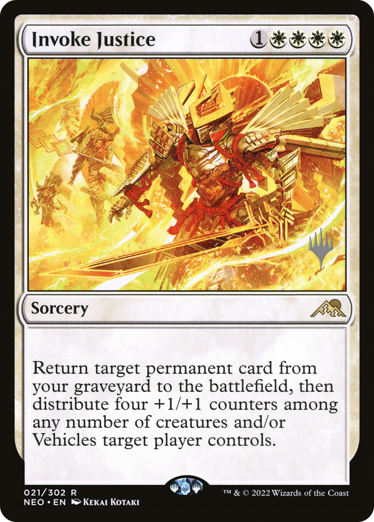 {R} Invoke Justice (Promo Pack) [Kamigawa: Neon Dynasty Promos][PP NEO 021]