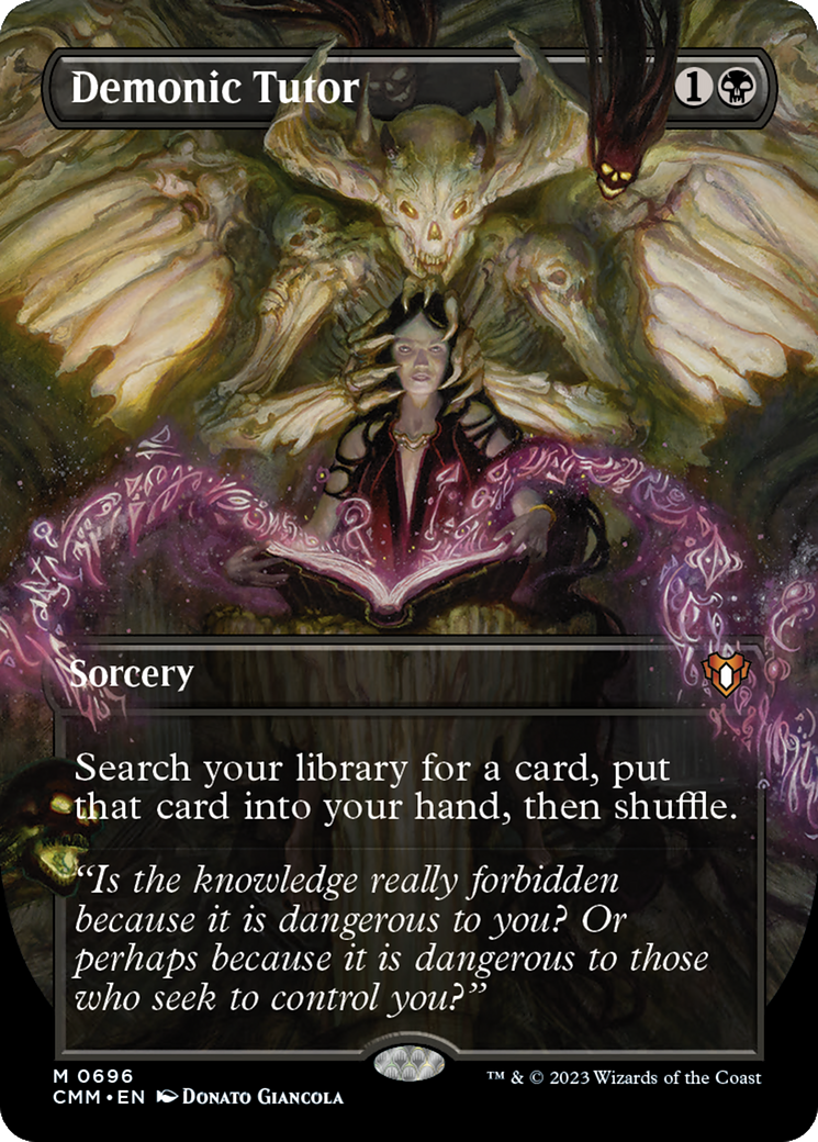 {R} Demonic Tutor (Borderless Alternate Art) [Commander Masters][CMM 696]