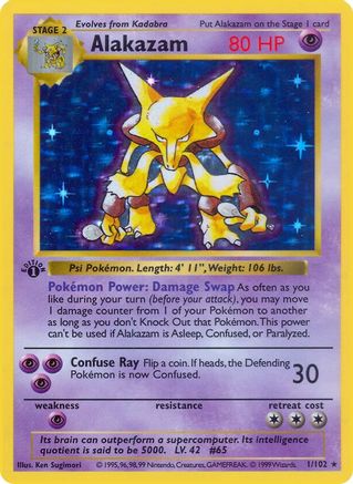 [PKM] Alakazam (1/102) (Shadowless) [Base Set 1st Edition]
