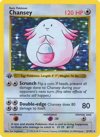 [PKM] Chansey (3/102) (Shadowless) [Base Set 1st Edition]