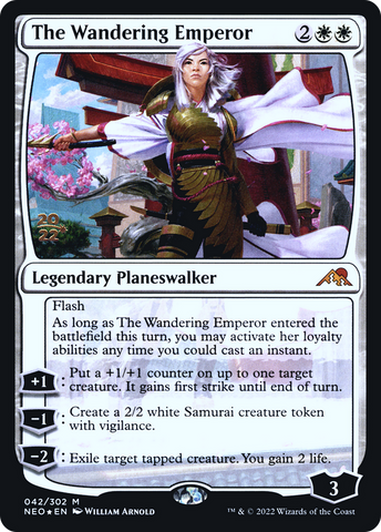 {R} The Wandering Emperor [Kamigawa: Neon Dynasty Prerelease Promos][PR NEO 042]